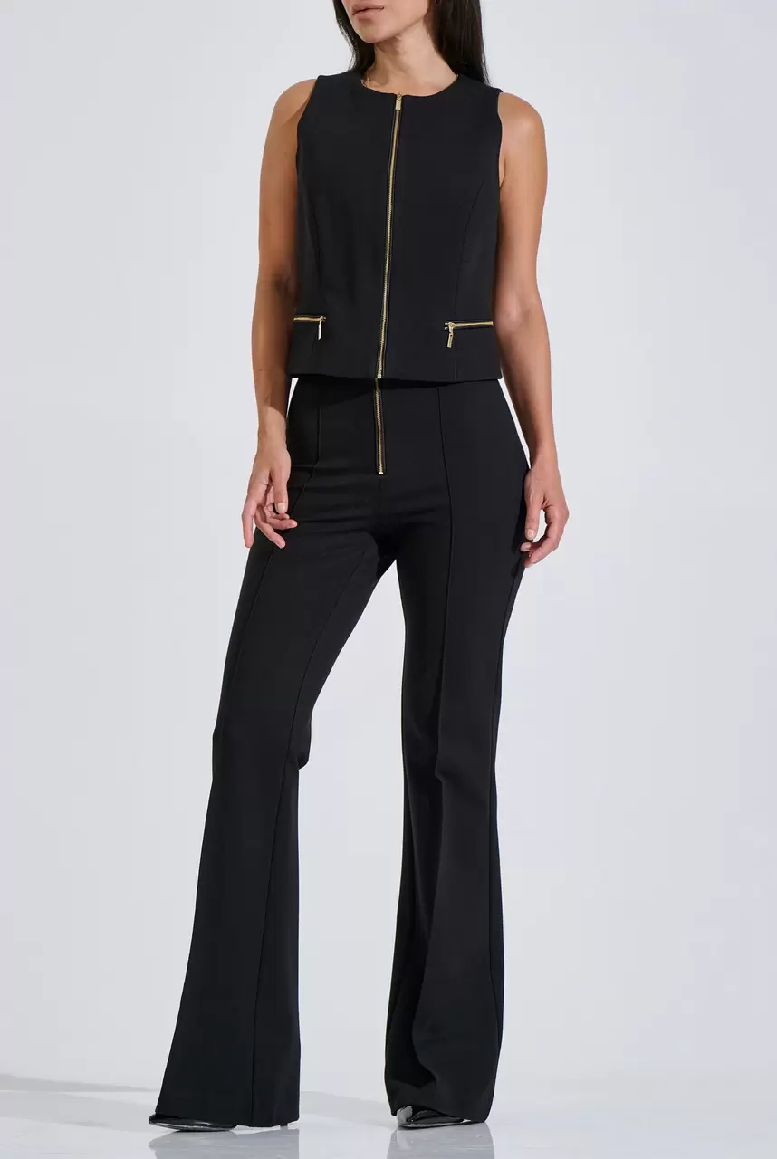 High-waisted flared trousers
