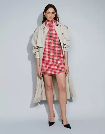 ASOS DESIGN high funnel neck mini dress in red boucle