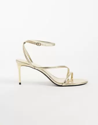 Mango strappy heeled sandal in gold