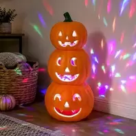 Halloween Διακοσμητική Τριπλή Κολοκύθα με Led 23x20x53cm