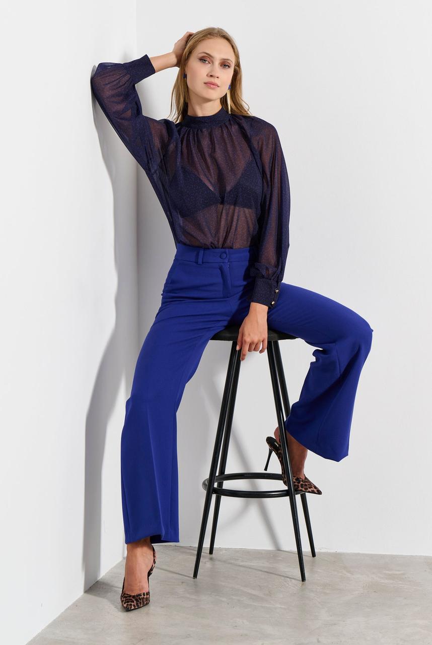 Printed blouse with mandarin collar