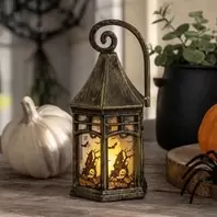 Halloween Φαναράκι Μπρονζέ με Κερί 6x6x14cm