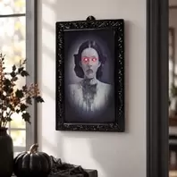 Halloween Κάδρο Τρομακτικό Πρόσωπο Νεαρής με LED 25x38cm