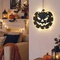 Κρεμαστή Halloween Μεταλλική Κολοκύθα με LED 22x20cm