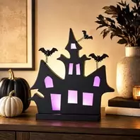 Halloween Διακοσμητικό Σπίτι με Νυχτερίδες LED 30x10x32cm