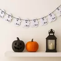 Halloween Διακοσμητική Γιρλάντα Τσόχινη με 8 Φαντασματάκια 3.5m