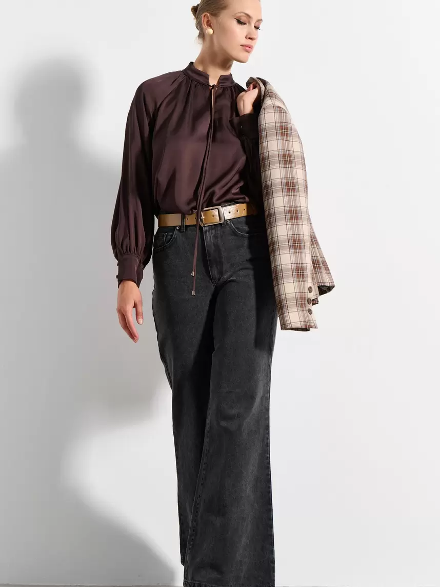 Satin Blouse with Neck Tie