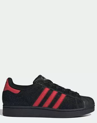 Adidas Originals Superstar II trainers in black and red