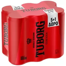 Tuborg Σόδα Κουτί 330ml 5+1 Δώρο
