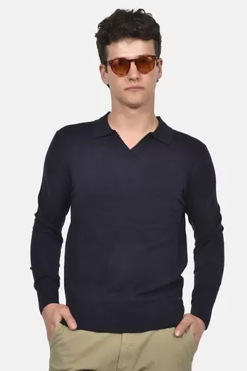 Ανδρικό Πλεκτό Polo 100% Βαμβάκι Normal Fit Για Κομψή Καθημερινή Εμφάνιση - ΜΠΛΕ Ανδρικό Πλεκτό Polo 100% Βαμβάκι Normal Fit Για Κομψή Καθημερινή Εμφάνιση - ΜΠΛΕ