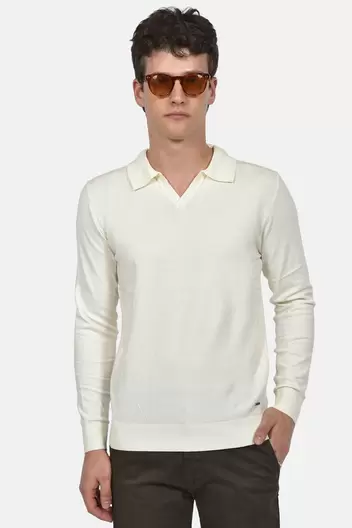 Ανδρικό Πλεκτό Polo 100% Βαμβάκι Normal Fit Για Κομψή Καθημερινή Εμφάνιση - ΛΕΥΚΟ                                                                Ανδρικό Πλεκτό Polo 100% Βαμβάκι Normal Fit Για Κομψή Καθημερινή Εμφάνιση - ΛΕΥΚΟ