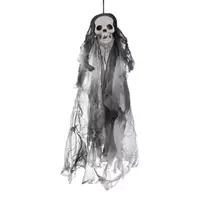 Σκελετός Κρεμαστός Διακοσμητικός Halloween Γκρι με Ύφασμα 12x38cm