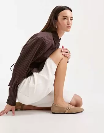 Vagabond Shoemakers Jolin suede Mary Jane ballet flats in beige