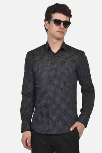 Ανδρικό Εμπριμέ Πουκάμισο 100% Βαμβάκι Normal Fit Με All-over Σχέδιο Για Καθημερινό Στυλ - ΜΑΥΡΟ                                                                Ανδρικό Εμπριμέ Πουκάμισο 100% Βαμβάκι Normal Fit Με All-over Σχέδιο Για Καθημερινό Στυλ - ΜΑΥΡ