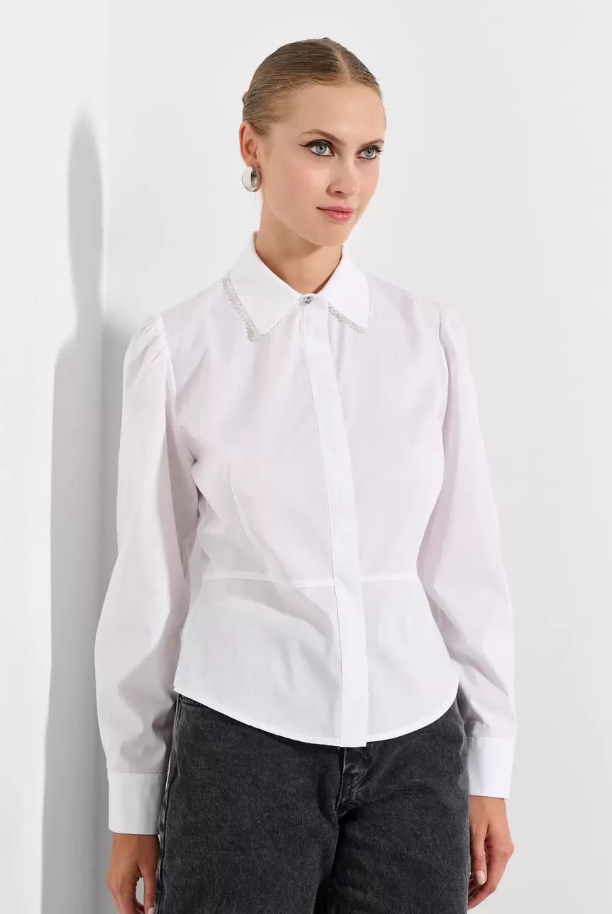 Cotton Shirt with Decorative Beads