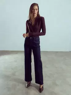 Τζιν wide-leg με βαμβάκι