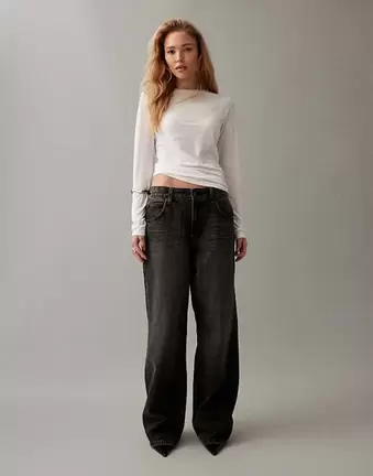 ASOS DESIGN low rise baggy jeans in washed black