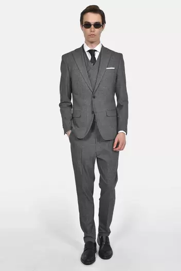 Ανδρικό Κοστούμι Με Γιλέκο Slim Fit Με Μαλλί & Καρό Σχέδιο Για Διαχρονική Κομψότητα - ΓΚΡΙ ΣΚΟΥΡΟ Ανδρικό Κοστούμι Με Γιλέκο Slim Fit Με Μαλλί & Καρό Σχέδιο Για Διαχρονική Κομψότητα - ΓΚΡΙ ΣΚΟ