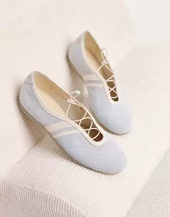Vagabond Shoemakers Hollie suede lace up ballet flats in light blue