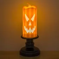 Φωτάκι Halloween Κερί Κολοκύθα Πορτοκαλί Μαύρο LED Θερμό Λευκό Ø5.3x14cm