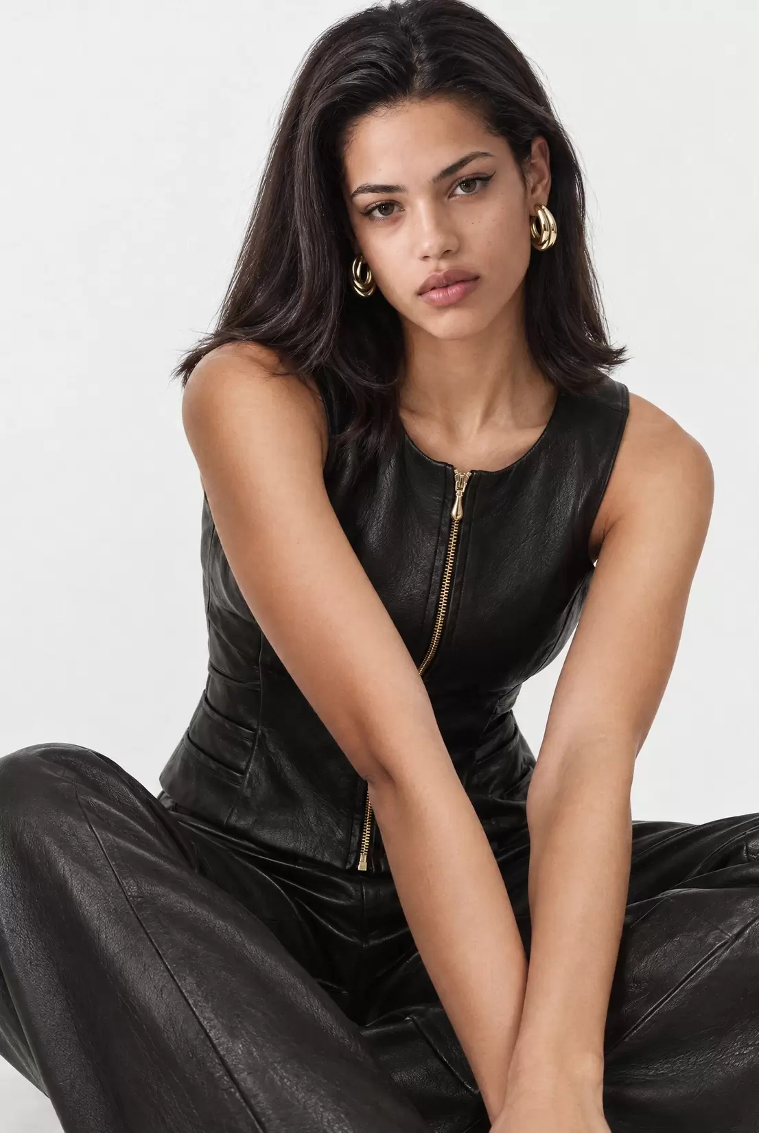 Faux leather vest