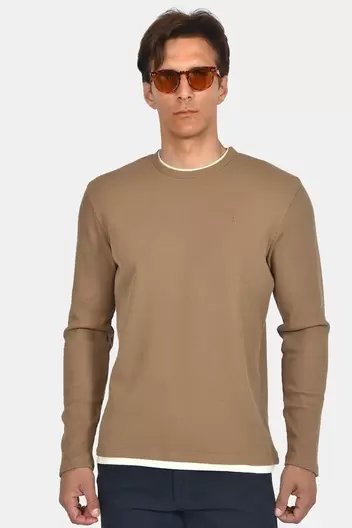 Ανδρικό Πουλόβερ Normal Fit Με Στρογγυλή Λαιμόκοψη & Κεντημένο Σήμα - ΠΟΥΡΟ                                                                Ανδρικό Πουλόβερ Normal Fit Με Στρογγυλή Λαιμόκοψη & Κεντημένο Σήμα - ΠΟΥΡΟ