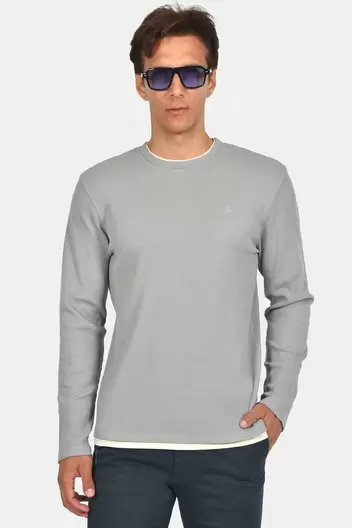 Ανδρικό Πουλόβερ Normal Fit Με Στρογγυλή Λαιμόκοψη & Κεντημένο Σήμα - ΓΚΡΙ ΑΝΟΙΧΤΟ                                                                Ανδρικό Πουλόβερ Normal Fit Με Στρογγυλή Λαιμόκοψη & Κεντημένο Σήμα - ΓΚΡΙ ΑΝΟΙΧΤΟ
