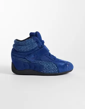 Puma Speedcat wedge trainers in blue denim