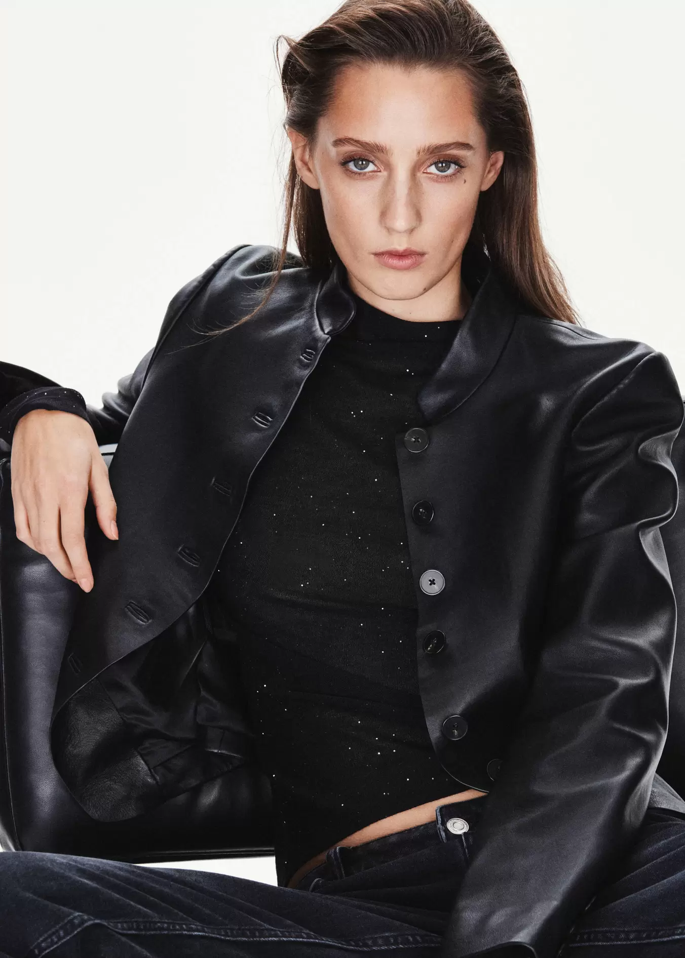 Roll-neck top with glitter