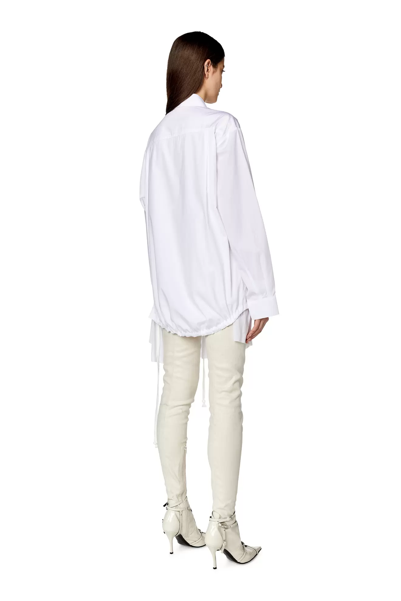 Shirt dress with flouncy trim