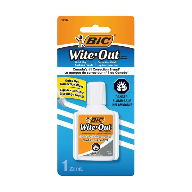 BIC Wite-Out Quik-Dry Correction Fluid -  White -  22mL