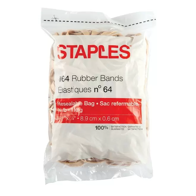 Staples Economy Rubber Bands - Size #64 - 1/4 lb. Bag