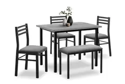 Grey & Black 5-Piece Dinette with Bench