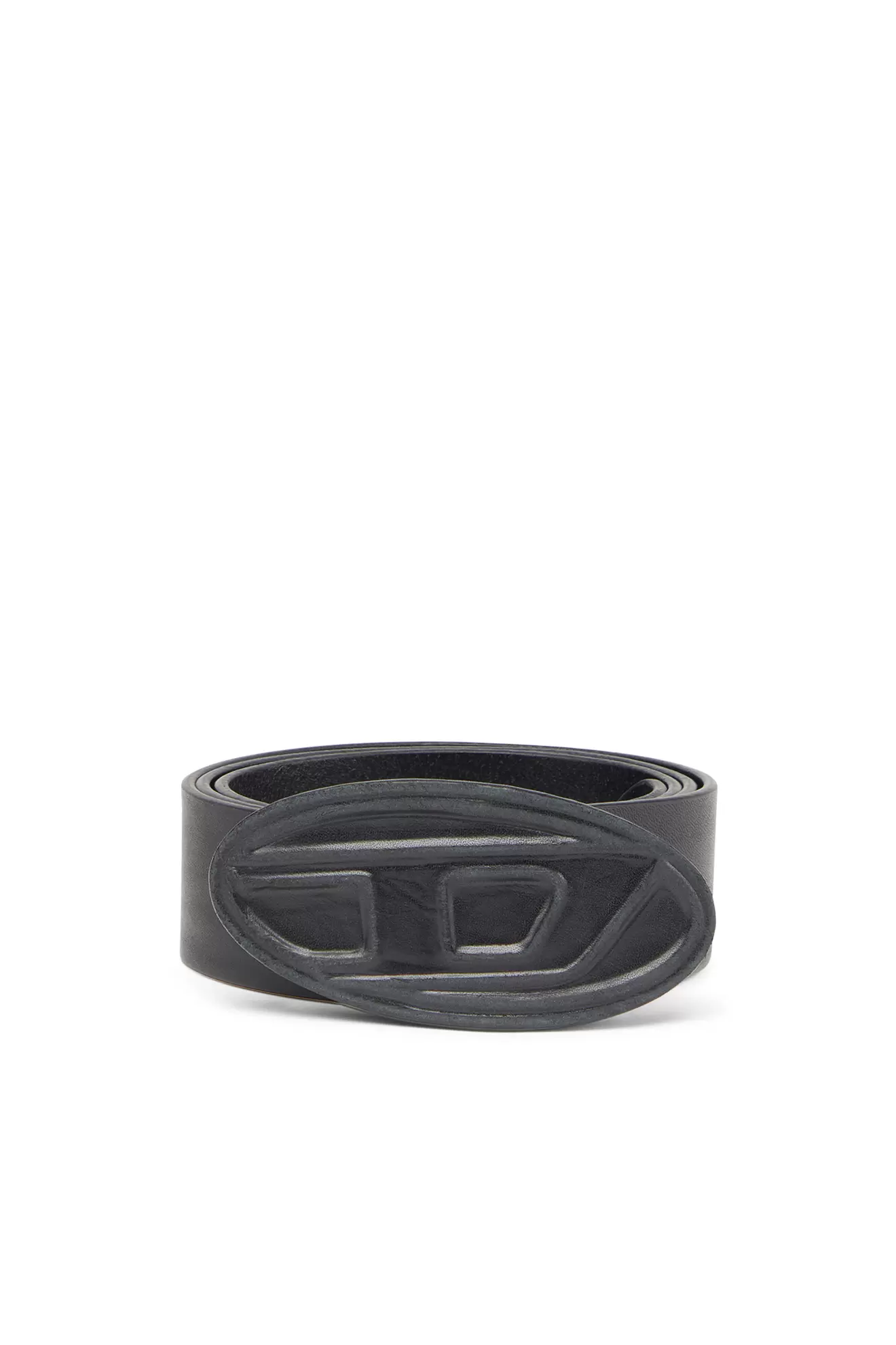 Leather belt with leather 'D' buckle