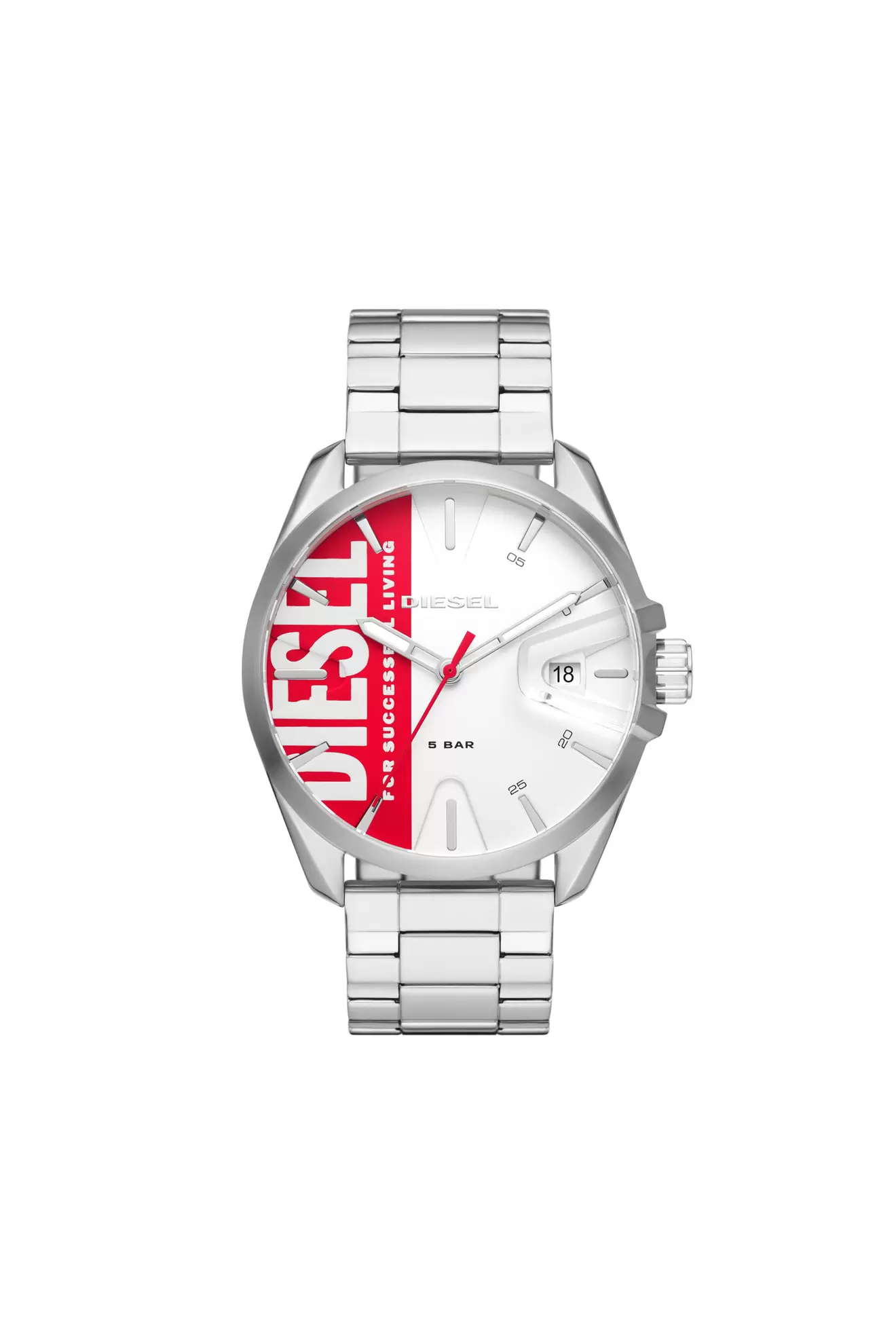 MS9 three-hand date stainless steel watch