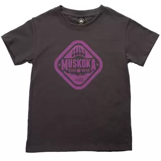 Youth T-Shirt (Organic Cotton) in Dark Charcoal with Dahlia