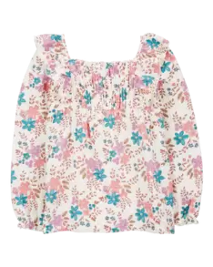 Kid Floral Woven Long-Sleeve Fashio...