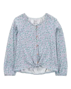 Kid Floral Gauze Long-Sleeve Button...