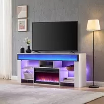Neo Fireplace TV Console w/62" Sound Bar - White