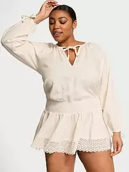 Beachwear Linen Lace-Trim Dress