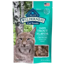 BLUE Wilderness Grain Free Crunchy Cat Treats; Tasty Trout Flavor