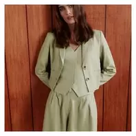 Linen Blend Cropped Blazer