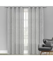 LAUREN TAYLOR SILA 2PK JACQUARD LINEN WINDOW PANELS SILVER 52X84"