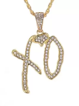 Fashionable Stylish Sparkling Cool Letter XO Cubic Zirconia Pendant Necklace, Must-Have Accessory For Men & Women