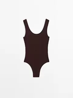 Knit bodysuit with round neckline - STUDIO