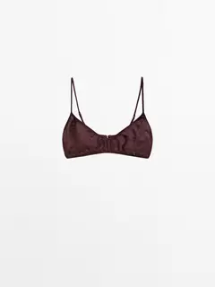 Gathered satin triangle bra - STUDIO