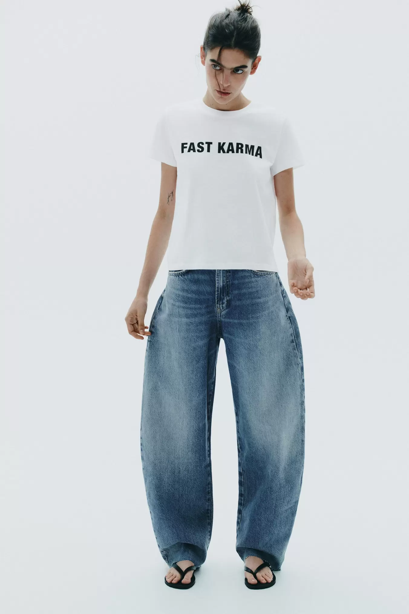 TRF MID-RISE BAGGY BALLOON JEANS