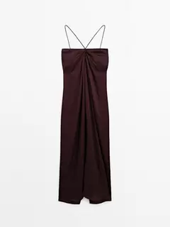 Draped satin midi dress - STUDIO