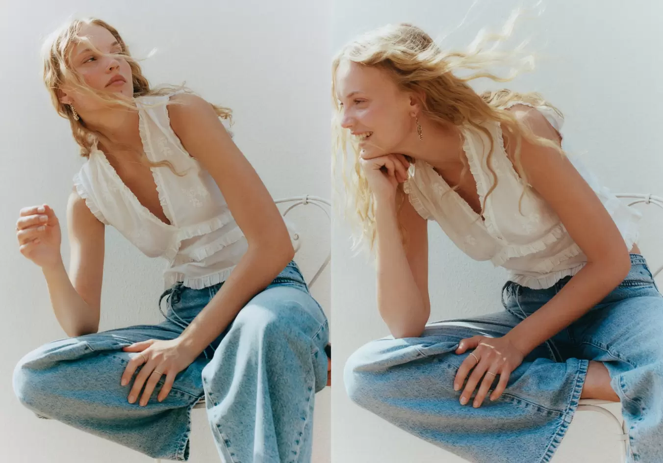 Wide leg jeans with loop