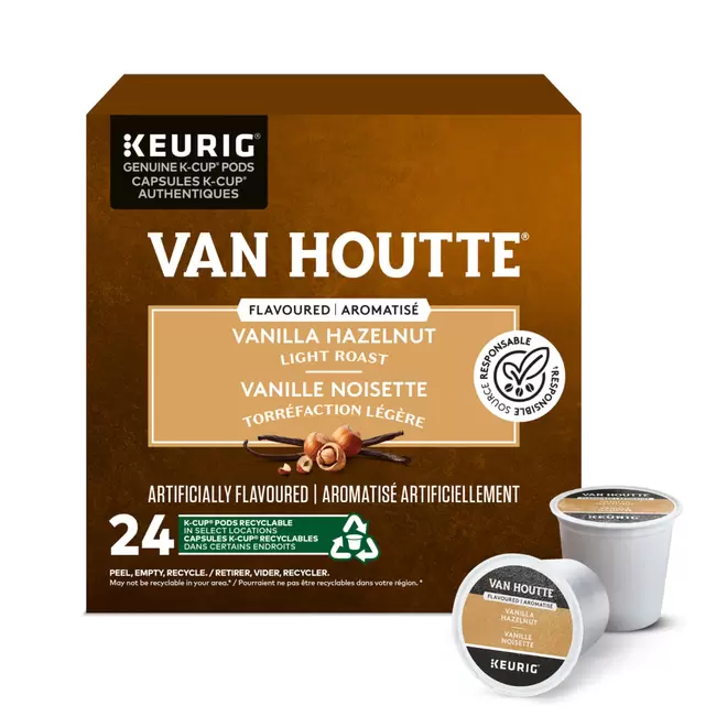 Van Houtte Vanilla Hazelnut - Light Roast - K-Cup Coffee Pods - 24 Pack